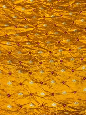 Chiniya silk bandhej with handwoven golden banarasi butti - Mustard yellow/ Banarasi Bandhej 