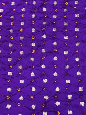 Chiniya silk bandhej with handwoven golden banarasi butti - Purple/ Banarasi Bandhej 