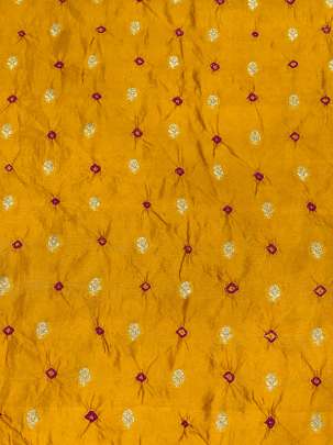 Chiniya silk bandhej with handwoven golden banarasi butti - Mustard yellow/ Banarasi Bandhej 