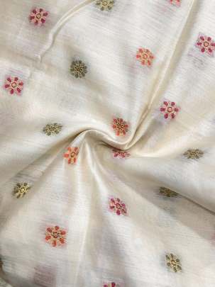 Chiniya silk minakari zari butti - Cream ( Dyeable ) Pure Banarasi fabrics