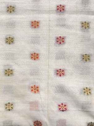 Chiniya silk minakari zari butti - Cream ( Dyeable ) Pure Banarasi fabrics