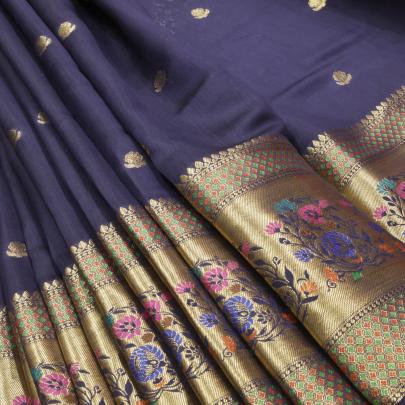 Chiniya silk with banarasi butti & border fabric/ Pure Banarasi fabrics