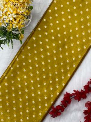 Chiniya silk with golden banarasi butti - Yellow/ Pure Banarasi fabrics