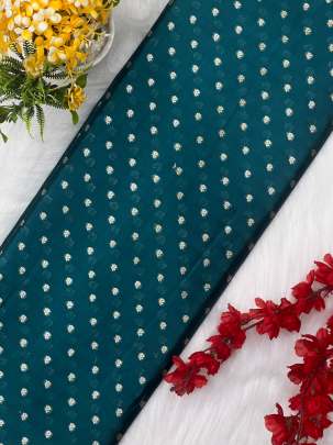 Chiniya silk with golden banarasi butti - Rama Green/ Pure Banarasi fabrics