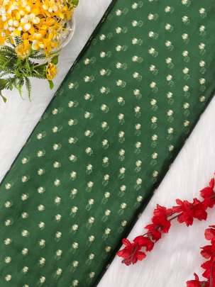 Chiniya silk with golden banarasi butti - Green/