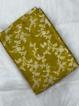 Chiniya silk with golden & silver zari jal- Ocur Yellow/