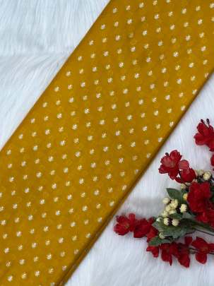 Chiniya silk with golden & silver zari butti - Yellow/ 