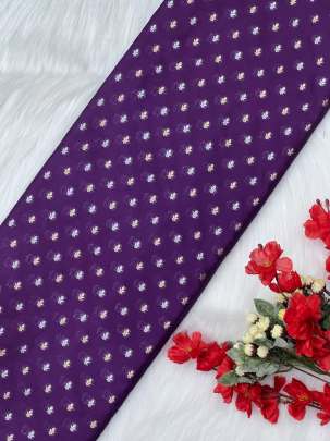 Chiniya silk with golden & silver zari butti - Purple/