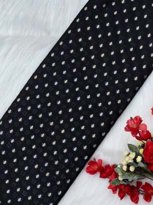 Chiniya silk with golden & silver zari butti - Black/ Pure Banarasi fabrics