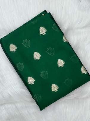 Chiniya silk with golden zari butti - Green/ 