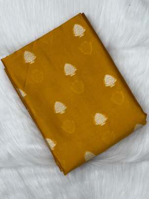 Chiniya silk with golden zari butti - Mustard yellow/ Pure Banarasi fabrics