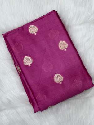 Chiniya silk with golden zari butti - Gajari Pink/ Pure Banarasi fabrics