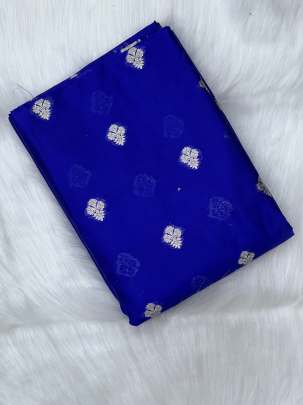 Chiniya silk with golden zari butti - Royal Blue/ 