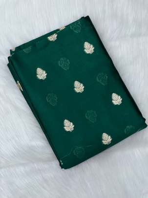 Chiniya silk with golden zari butti - Green/ Pure Banarasi fabrics