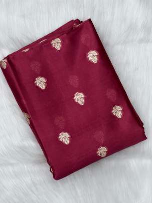 Chiniya silk with golden zari butti - Gajari/ 