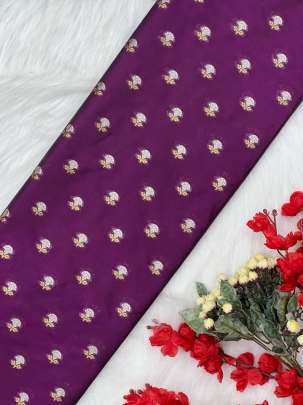 Chiniya silk with water gold & silver zari butti - Magenta/ 