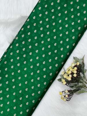 Chiniya silk with zari minakari butti - Green/ Pure Banarasi fabrics