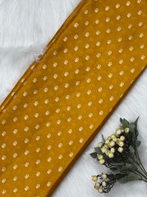 Chiniya silk with zari minakari butti - Mustard yellow/ Pure Banarasi fabrics