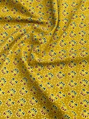  Cotton Ajrakh Handblocked Print Yellow/