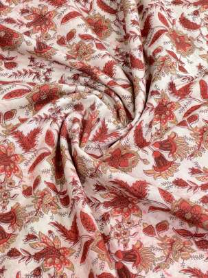 Cotton Ajrakh Handblocked Print Light Peach /