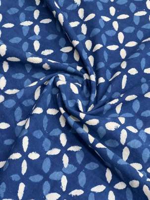 Cotton Dhabu Handblocked Print Indigo Blue/