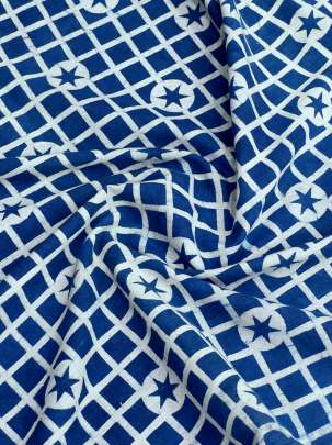 Cotton Dhabu Handblocked Print Indigo Blue/