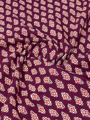 Cotton Gamthi Handblocked Print Maroon Wine/ 