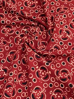 Cotton Gamthi Handblocked Print Maroon/ 