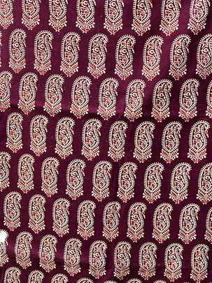 Cotton Gamthi Handblocked Print Maroon Wine/ 