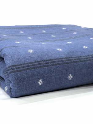 Cotton Jamdani With Woven Motifs Blue/