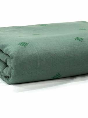 Cotton Jamdani With Woven Motifs Greyish Green/ 