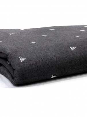 Cotton Jamdani With Woven Motifs Dark Grey/ 