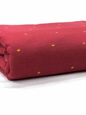 Cotton Jamdani With Woven Motifs Red/ Handloom jamdani