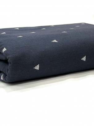 Cotton Jamdani With Woven Motifs Navy Blue/ 