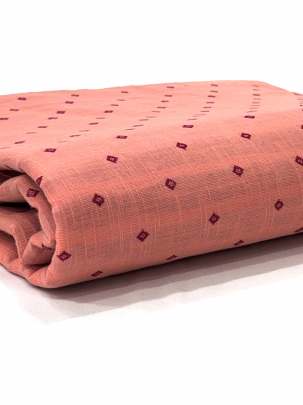 Cotton Jamdani With Woven Motifs Peach/ 