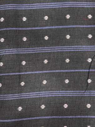 Cotton Jamdani With Woven Motifs Dark Grey/ Handloom jamdani