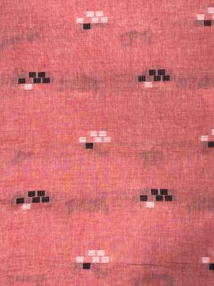 Cotton Jamdani With Woven Motifs Peach/ Handloom jamdani