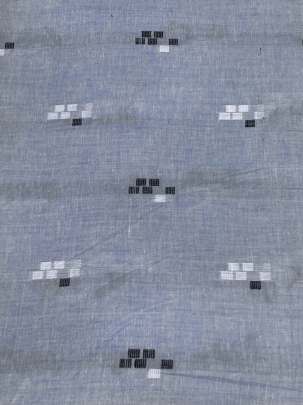 Cotton Jamdani With Woven Motifs Light Greyish Blue/ Handloom jamdani