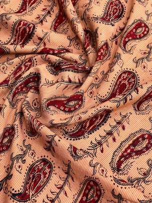  Cotton Kalamkari Natural Handblocked Print Reddish Peach/