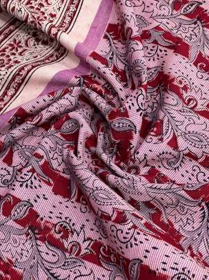  Cotton Kalamkari Natural Handblocked Print Light Pink/