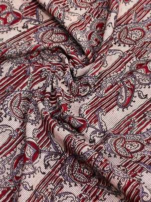  Cotton Kalamkari Natural Handblocked Print Maroon/ 