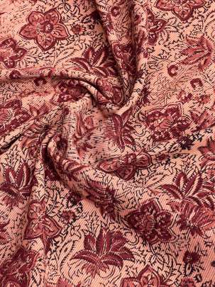  Cotton Kalamkari Natural Handblocked Print Maroon/ 