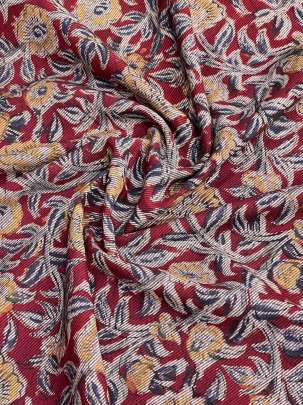  Cotton Kalamkari Natural Handblocked Print Maroon/ 