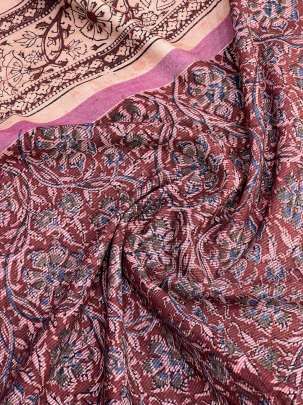  Cotton Kalamkari Natural Handblocked Print Maroon/