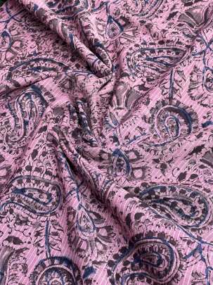  Cotton Kalamkari Natural Handblocked Print Pink/ 