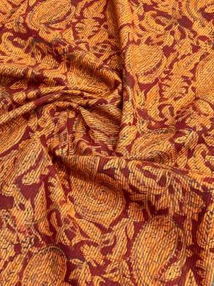  Cotton Kalamkari Natural Handblocked Print Maroon/