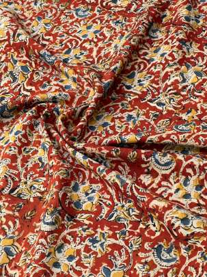  Cotton Kalamkari Natural Handblocked Print Rust/