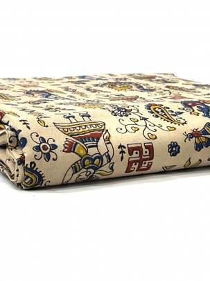  Cotton Kalamkari Natural Handblocked Print - Cream/ 