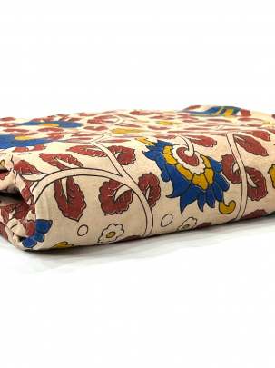  Cotton Kalamkari Natural Handblocked Print - Cream/ 