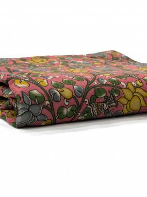  Cotton Kalamkari Natural Handblocked Print - Peach/ 